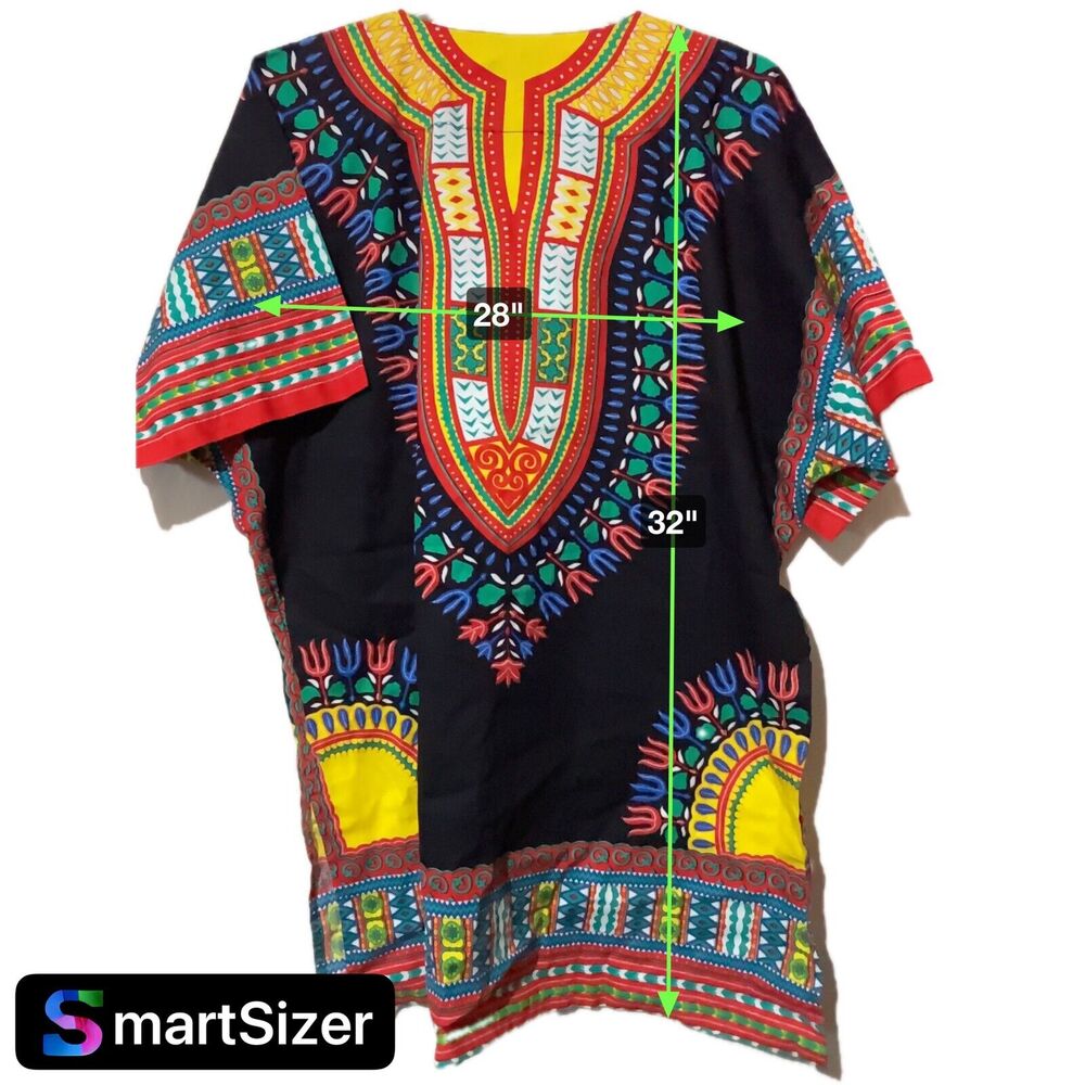 RaanPahMuang Brand Unisex Red Yellow Black Dashiki Cotton Shirt Large Tribal - Picture 6 of 6